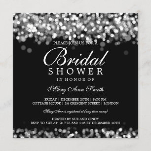 Elegant Bridal Shower Silver Lights Invitation