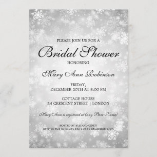 Elegant Bridal Shower Silver Winter Wonderland Invitation