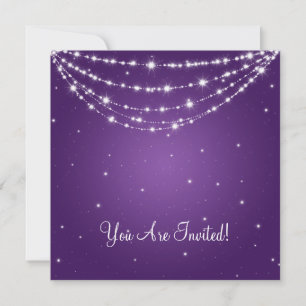 Elegant Bridal Shower Sparkling Chain Purple Invitation