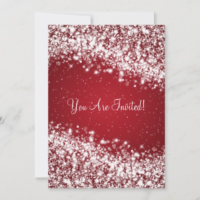 Elegant Bridal Shower Sparkling Wave Red Invitation (Front)
