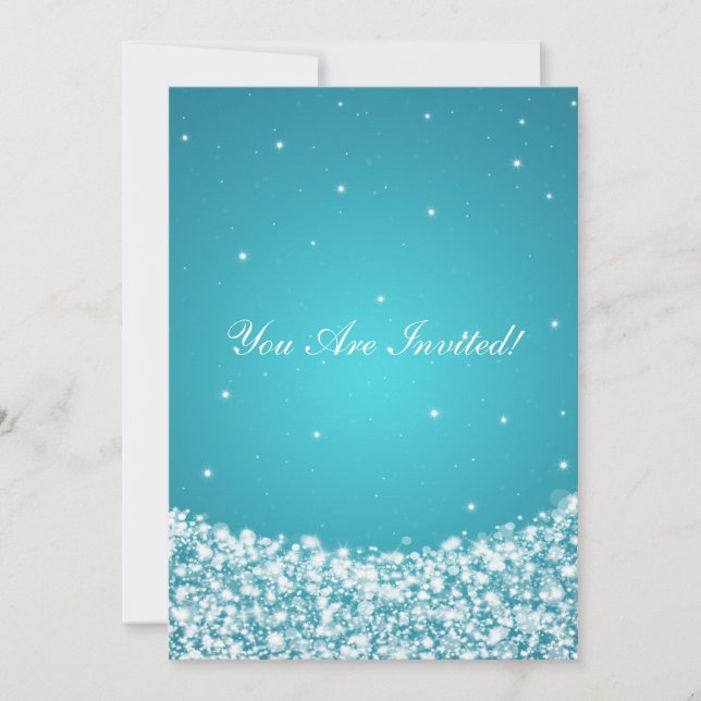 Elegant Bridal Shower Star Sparkle Blue Invitation (Front)