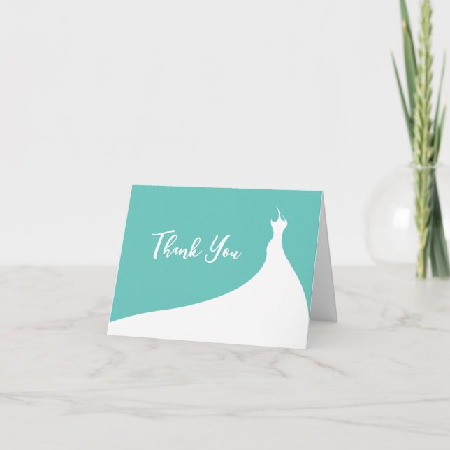 Elegant Bridal Shower Thank You Card turquoise (Front)
