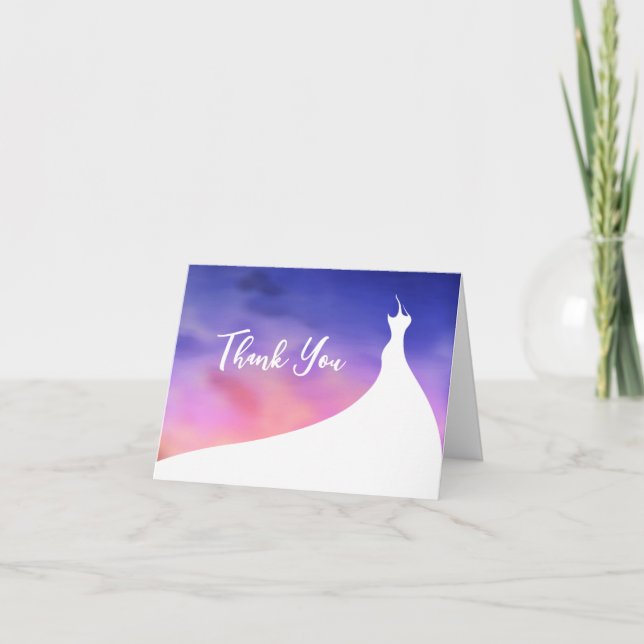Elegant Bridal Shower Thank You purple watercolor Card (Front)