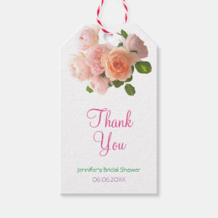 Elegant Bridal Shower Thank You Script Watercolor Gift Tags
