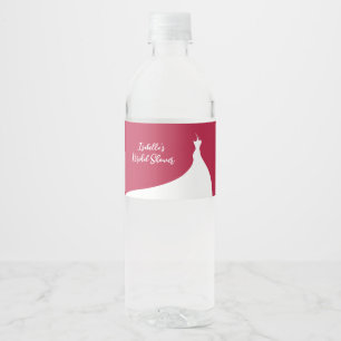 Elegant Bridal Shower viva magenta Water Bottle Label