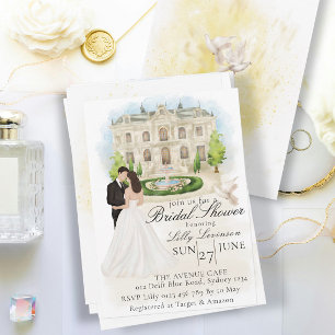 Elegant Bridal Shower with Bride and Groom Venue Invitation