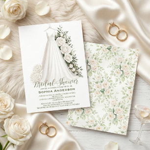 Elegant Bridal Shower with Wedding Dress  Invitation
