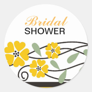 Elegant Bridal Shower Yellow Flowers Sticker