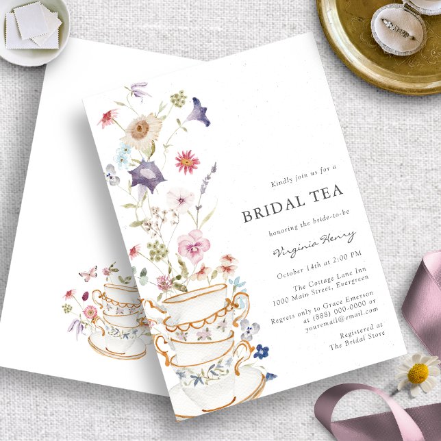 Elegant Bridal Tea Floral Invitation (Elegant Bridal Tea Wildflower Floral Invitation by Painted Paperie
)