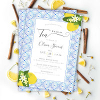 Elegant Bridal Tea Lemons Portuguese Tiles Shower