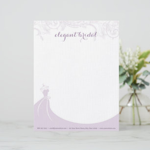 Elegant Bridal Wedding Gown Purple Letterhead