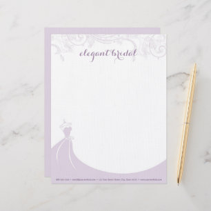 Elegant Bridal Wedding Gown Purple Letterhead