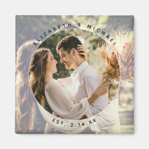 Elegant Bride and Groom Couple Photo Wedding Favou Magnet
