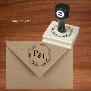 Elegant Bride and Groom Initials Monogram Wedding  Rubber Stamp