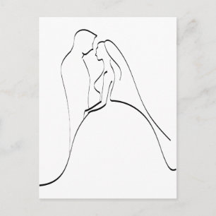 Elegant Bride and Groom Silhouette Template Postcard