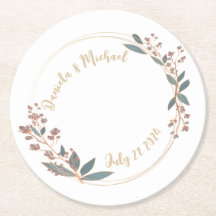 Elegant Bride And Groom Wedding Bar Coaster