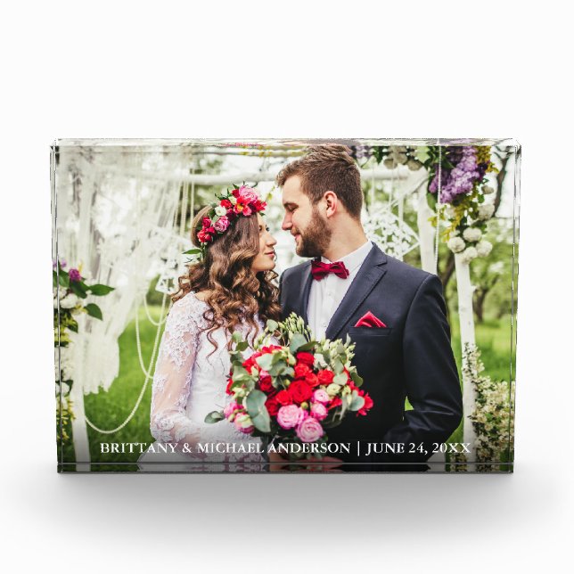 Elegant Bride and Groom Wedding Photo Block (Front)