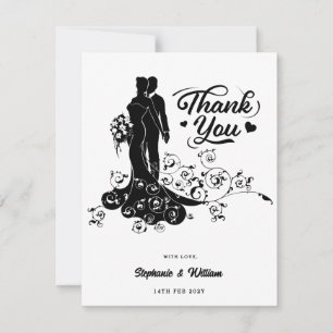 Elegant Bride And Groom Wedding Silhouette Thank You Card