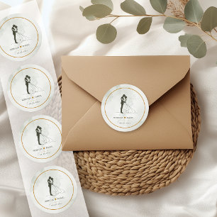 Elegant Bride and Groom Wedding Thank You Sticker