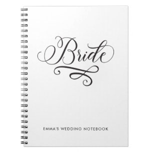 Elegant Bride Black and White Wedding Bride to Be Notebook