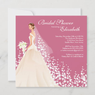 Elegant Bride Bridal Shower Invitation Honeysuckle