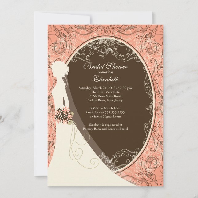 Elegant Bride Bridal Shower Invitations (Front)