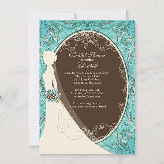 Elegant Bride Bridal Shower Invitations (Front)