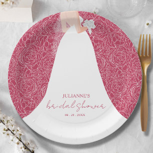 Elegant Bride Bridal Shower Magenta Paper Plate