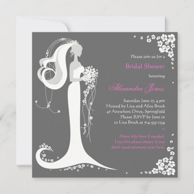 Elegant Bride Bridal Shower Party Announcement (Front)