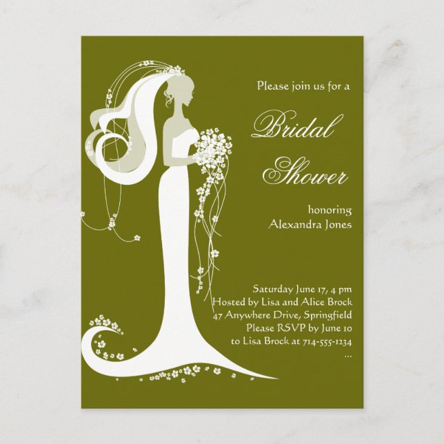 Elegant Bride Bridal Shower Party Invitation Postcard (Front)