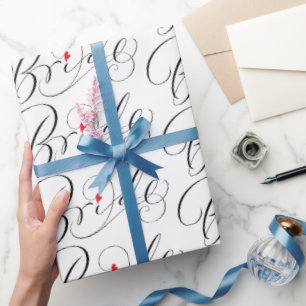 Elegant Bride Calligraphy Fancy Script Lettering Wrapping Paper