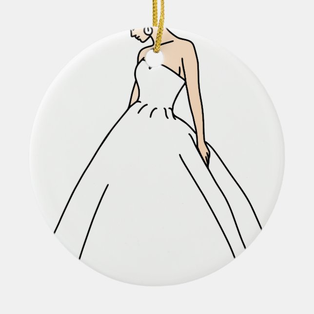 Elegant Bride Ceramic Tree Decoration (Front)