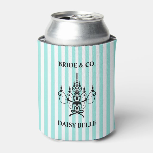 Elegant Bride & Co. Bridal Shower Teal Can Cooler (Can Front)