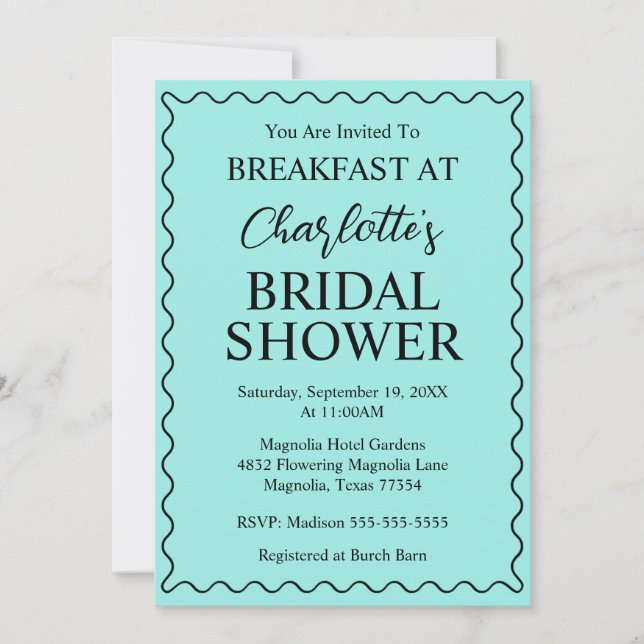 Elegant Bride & Co. Bridal Shower Teal Invitation (Front)