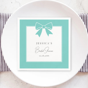 Elegant Bride & Co. Teal Blue Bow Bridal Shower Napkin