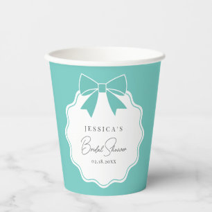 Elegant Bride & Co. Teal Blue Bow Bridal Shower Paper Cups