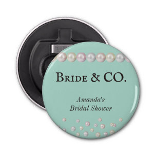 Elegant Bride & Co Teal Blue Pearl Bridal Shower Bottle Opener