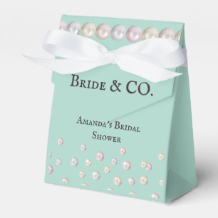 Elegant Bride & Co Teal Blue Pearl Bridal Shower Favour Box