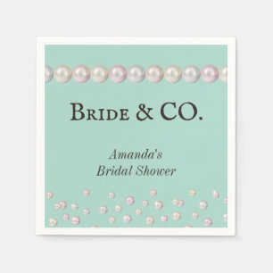 Elegant Bride & Co Teal Blue Pearl Bridal Shower Napkin