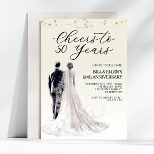 Elegant Bride Groom 50th Wedding Anniversary Invitation