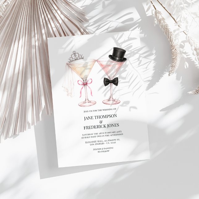 Elegant Bride Groom Martini Cocktail Wedding Invitation (Elegant Bride Groom Martini Cocktail Wedding Invitation)