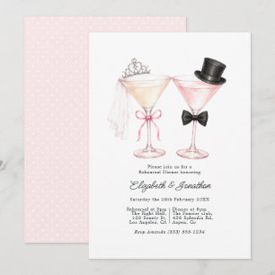 Elegant Bride Groom Martini Rehearsal Dinner Invitation