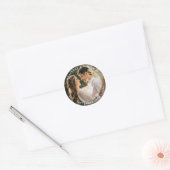 Elegant Bride Groom Modern Photo Name Date Wedding Classic Round Sticker (Envelope)