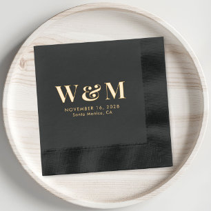 Elegant Bride Groom Monogram Initials Wedding Foil Napkins