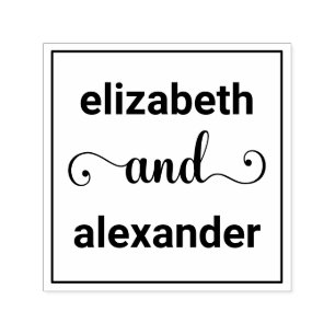 Elegant Bride Groom Names Wedding Typography #1F Self-inking Stamp