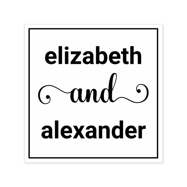 Elegant Bride Groom Names Wedding Typography #1F Self-inking Stamp (Design)
