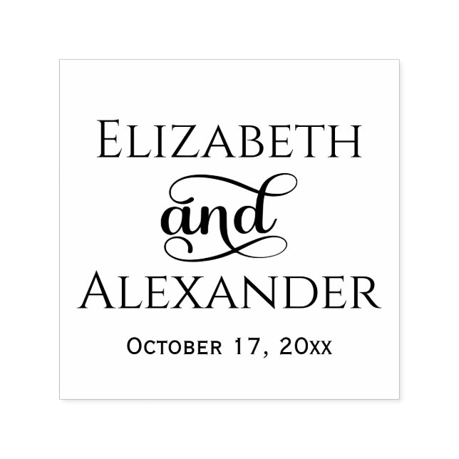 Elegant Bride Groom Names Wedding Typography #3 Self-inking Stamp (Design)