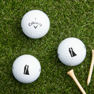 Elegant Bride Groom Silhouette Black And White Golf Balls