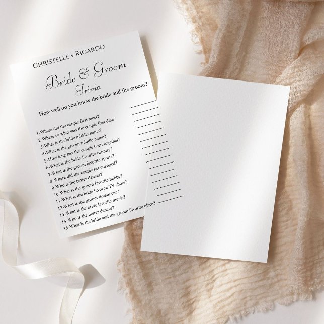 Elegant bride & groom trivia bridal shower game (Creator Uploaded)