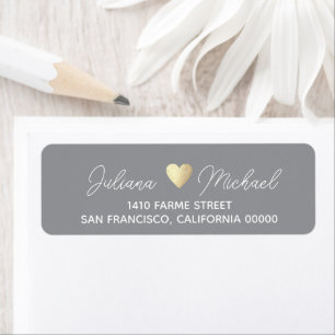 Elegant bride groom wedding return address gray
